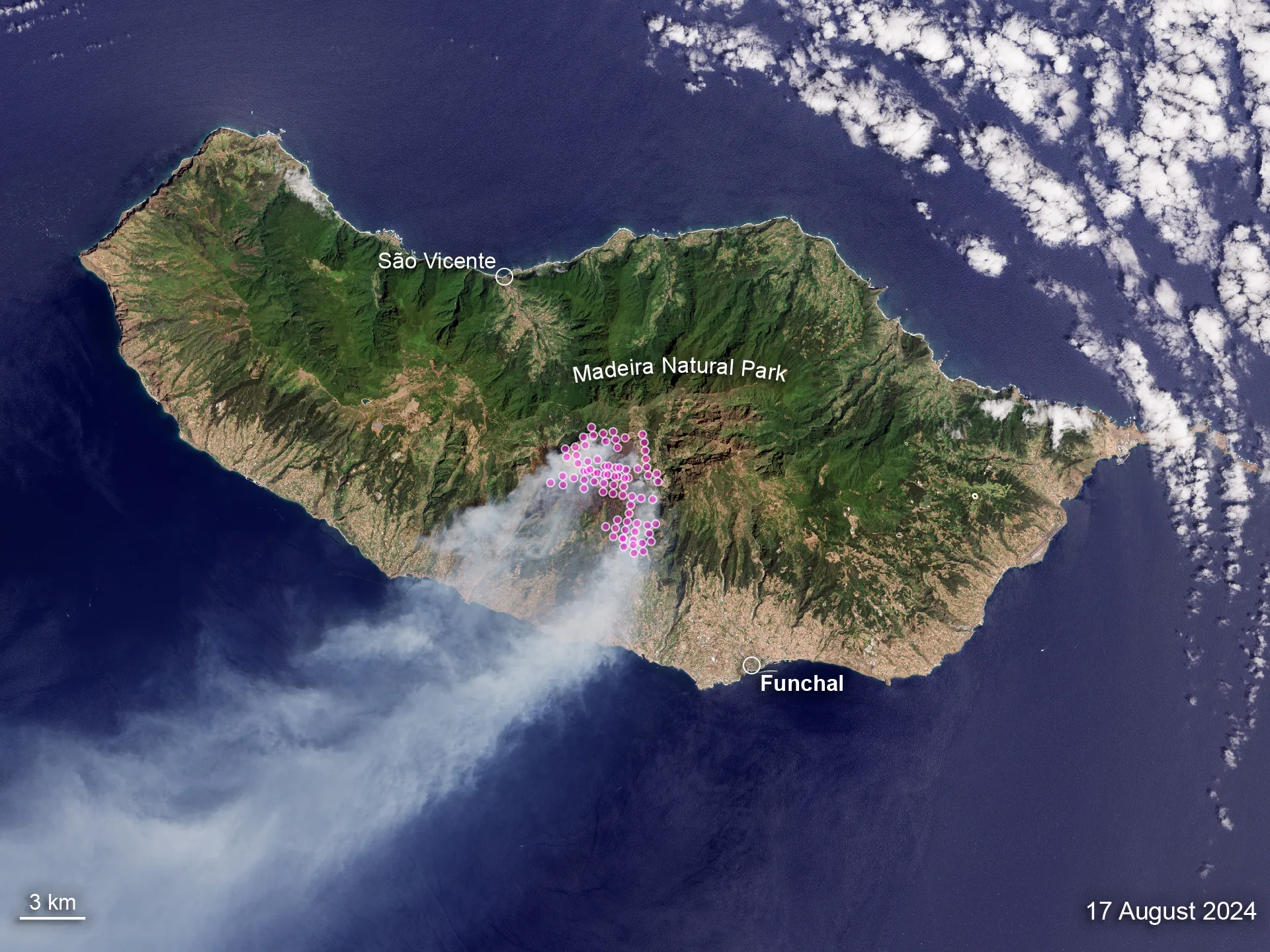 17 Aug 2024 · Landsat-8: The Madeira forest fire, with VIIRS active fire pixels in pink